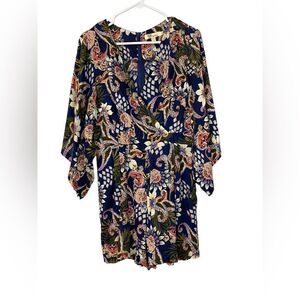 Aryeh, M, Blue Floral Romper w/Angel Sleeves